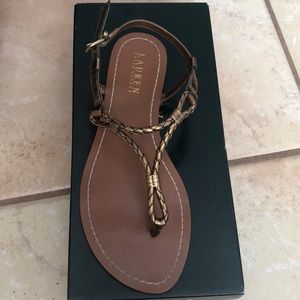 Ralph Lauren bronze colored Alexa sandals